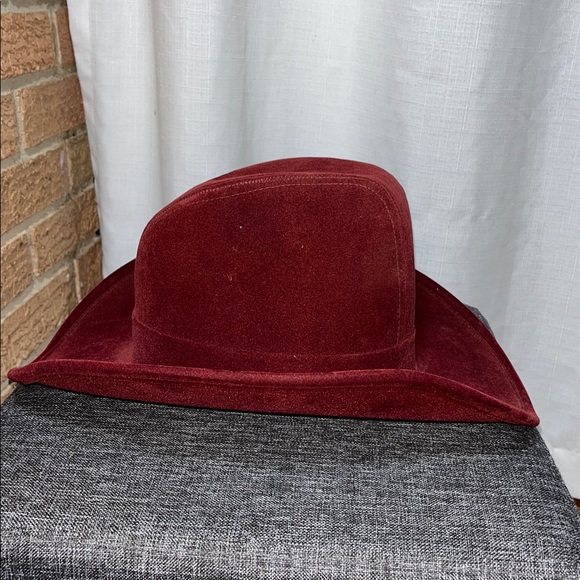 Vintage Velvet cowgirl hat - burgundy / Garnet / maroon - Picture 4 of 7